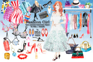 Fashion Girl Watercolor Clip Art: A Versatile Illustration for Creative Projects