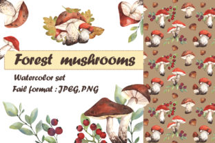 Forest Mushrooms Watercolor Set: A Versatile Illustration for Creative Branding
