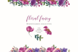 Hand Painted Watercolor Aubergine Flower Illustrations
