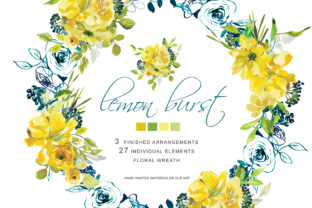 Hand Painted Watercolor Lemon Flowers Illustrations