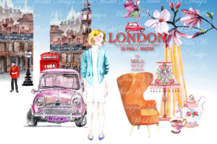 London Trip Watercolor Clip Art and Illustrations
