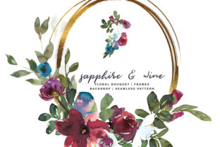 Sapphire Wine Watercolor Floral Set: A Versatile Illustration for Digital Sellers