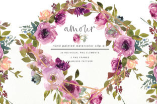 Watercolor Burgundy Elegant Flowers Arra Illustrations