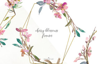 Watercolor Cherry Blossoms Frames for Local Business Illustrations
