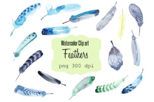 Watercolor Clip Art Feathers for Brand Illustrations