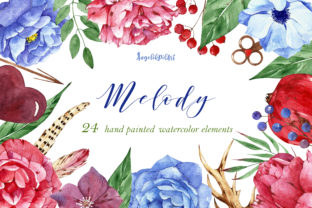 Watercolor Flower Clipart Melody for Illustrations