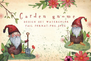 Watercolor Garden Gnome Set: A Charming Illustration for Local Business Branding