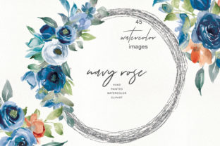 Watercolor Nave Rose Clipart and Illustrations