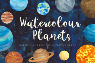 Watercolour Planets, Galaxy Background: A Design Asset for Creative Projects